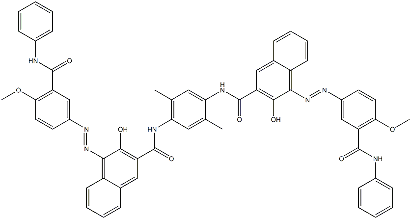 1,4-Bis[1-[4-methoxy-5-(phenylcarbamoyl)phenylazo]-2-hydroxy-3-naphthoylamino]-2,5-dimethylbenzene Struktur