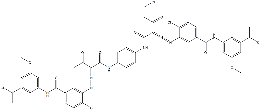 3,3'-[2-(Chloromethyl)-1,4-phenylenebis[iminocarbonyl(acetylmethylene)azo]]bis[N-[3-(1-chloroethyl)-5-methoxyphenyl]-4-chlorobenzamide] Struktur