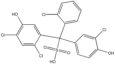 (2-Chlorophenyl)(3-chloro-4-hydroxyphenyl)(2,4-dichloro-5-hydroxyphenyl)methanesulfonic acid Struktur