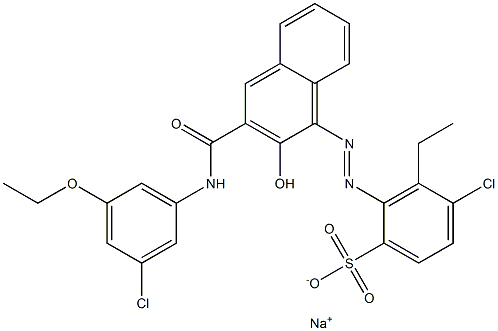 4-Chloro-3-ethyl-2-[[3-[[(3-chloro-5-ethoxyphenyl)amino]carbonyl]-2-hydroxy-1-naphtyl]azo]benzenesulfonic acid sodium salt Struktur