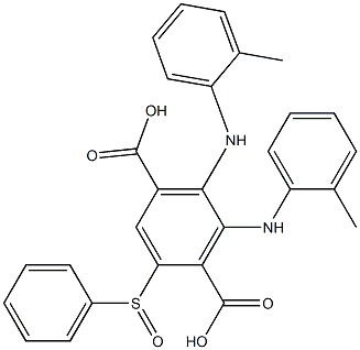 2-(Phenylsulfinyl)-5,6-di(o-toluidino)terephthalic acid Struktur