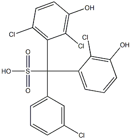 (3-Chlorophenyl)(2-chloro-3-hydroxyphenyl)(2,6-dichloro-3-hydroxyphenyl)methanesulfonic acid Struktur