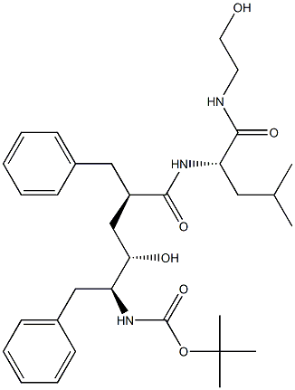 (2S)-2-[[(2R,4S,5S)-5-(tert-Butoxycarbonylamino)-2-benzyl-4-hydroxy-6-phenylhexanoyl]amino]-N-(2-hydroxyethyl)-4-methylpentanamide Struktur