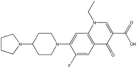 1,4-Dihydro-1-ethyl-6-fluoro-7-[4-(pyrrolidin-1-yl)piperidin-1-yl]-4-oxoquinoline-3-carboxylic acid Struktur