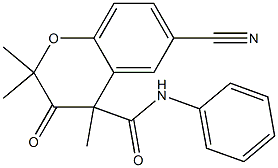 6-Cyano-3,4-dihydro-2,2,4-trimethyl-3-oxo-N-phenyl-2H-1-benzopyran-4-carboxamide Struktur