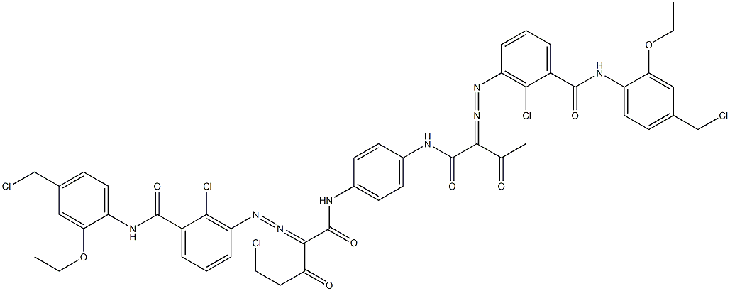 3,3'-[2-(Chloromethyl)-1,4-phenylenebis[iminocarbonyl(acetylmethylene)azo]]bis[N-[4-(chloromethyl)-2-ethoxyphenyl]-2-chlorobenzamide] Struktur