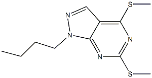 4,6-Bis(methylthio)-1-butyl-1H-pyrazolo[3,4-d]pyrimidine Struktur