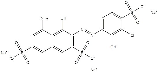 5-Amino-3-(3-chloro-2-hydroxy-4-sulfophenylazo)-4-hydroxy-2,7-naphthalenedisulfonic acid trisodium salt Struktur