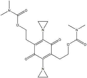 Bis(dimethylcarbamic acid)[2,5-bis(1-aziridinyl)-3,6-dioxo-1,4-cyclohexadiene-1,4-diyl]bisethylene ester Struktur