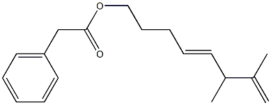 Phenylacetic acid 6,7-dimethyl-4,7-octadienyl ester Struktur