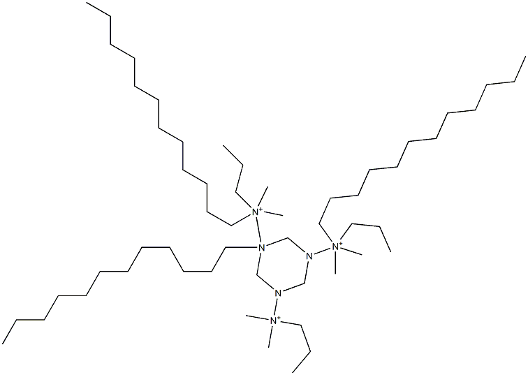 N,N',N''-Tridodecyl-N,N,N',N',N'',N''-hexamethyl-1,3,5-triazine-1,3,5(2H,4H,6H)-tripropan-1-aminium Struktur