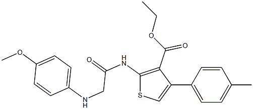 2-[[[(4-Methoxyphenyl)amino]acetyl]amino]-4-(4-methylphenyl)thiophene-3-carboxylic acid ethyl ester Struktur