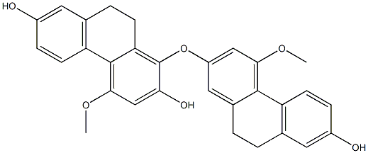 1-[(4-Methoxy-7-hydroxy-9,10-dihydrophenanthren)-2-yloxy]-4-methoxy-9,10-dihydrophenanthrene-2,7-diol Struktur