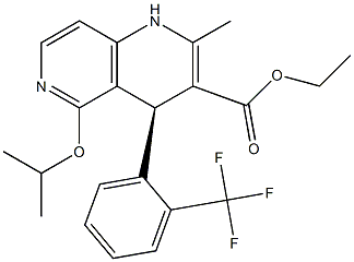 (4S)-1,4-Dihydro-5-isopropyloxy-2-methyl-4-[2-(trifluoromethyl)phenyl]-1,6-naphthyridine-3-carboxylic acid ethyl ester Struktur