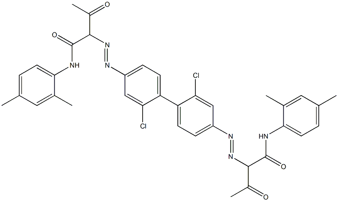 4,4'-Bis[[1-(2,4-dimethylphenylamino)-1,3-dioxobutan-2-yl]azo]-2,2'-dichloro-1,1'-biphenyl Struktur