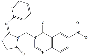 6-Nitro-3-[[4-oxo-2-(phenylimino)thiazolidin-3-yl]methyl]quinazolin-4(3H)-one Struktur