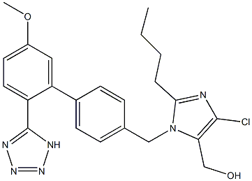 2-Butyl-4-chloro-1-[[5'-methoxy-2'-(1H-tetrazol-5-yl)-1,1'-biphenyl-4-yl]methyl]-1H-imidazole-5-methanol Struktur