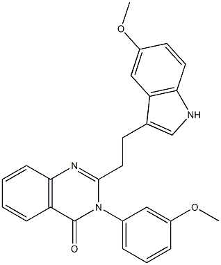 2-[2-(5-Methoxy-1H-indol-3-yl)ethyl]-3-(3-methoxyphenyl)quinazolin-4(3H)-one Struktur