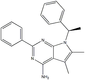 2-Phenyl-4-amino-5,6-dimethyl-7-[(R)-1-phenylethyl]-7H-pyrrolo[2,3-d]pyrimidine Struktur