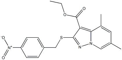 2-[[(4-Nitrophenyl)methyl]thio]-4,6-dimethylpyrazolo[1,5-a]pyridine-3-carboxylic acid ethyl ester Struktur