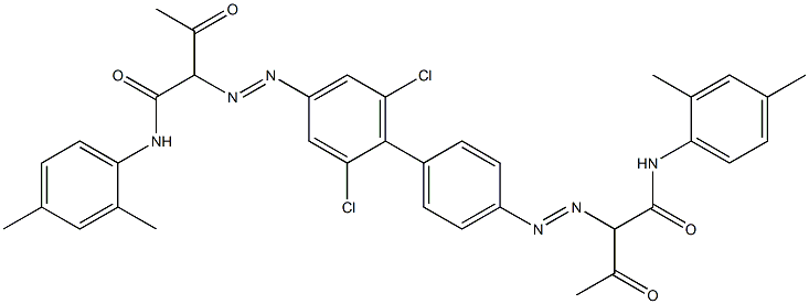 4,4'-Bis[[1-(2,4-dimethylphenylamino)-1,3-dioxobutan-2-yl]azo]-2,6-dichloro-1,1'-biphenyl Struktur