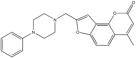 8-(4-Phenylpiperazinomethyl)-4-methyl-2H-furo[2,3-h][1]benzopyran-2-one Struktur