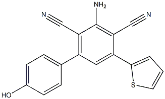 2-Amino-4-(2-thienyl)-6-(4-hydroxyphenyl)benzene-1,3-dicarbonitrile Struktur