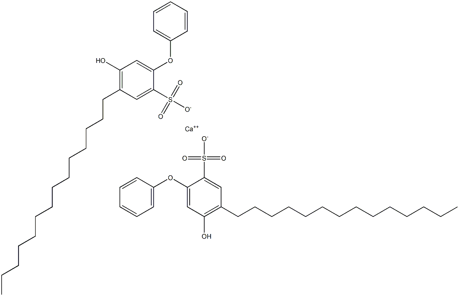 Bis(5-hydroxy-4-tetradecyl[oxybisbenzene]-2-sulfonic acid)calcium salt Struktur