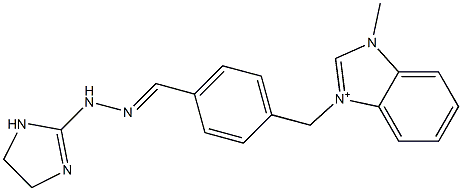 1-Methyl-3-[4-[2-[(4,5-dihydro-1H-imidazol)-2-yl]hydrazonomethyl]benzyl]-1H-benzimidazol-3-ium Struktur