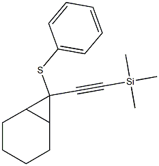 7-Phenylthio-7-(trimethylsilylethynyl)bicyclo[4.1.0]heptane Struktur