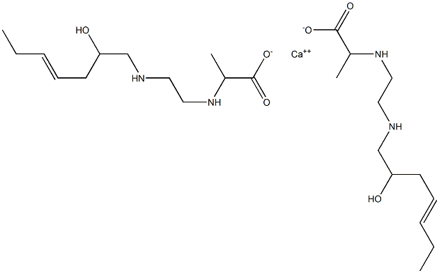 Bis[2-[N-[2-[N-(2-hydroxy-4-heptenyl)amino]ethyl]amino]propionic acid]calcium salt Struktur