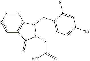 1-(4-Bromo-2-fluorobenzyl)-2,3-dihydro-3-oxo-1H-indazole-2-acetic acid Struktur