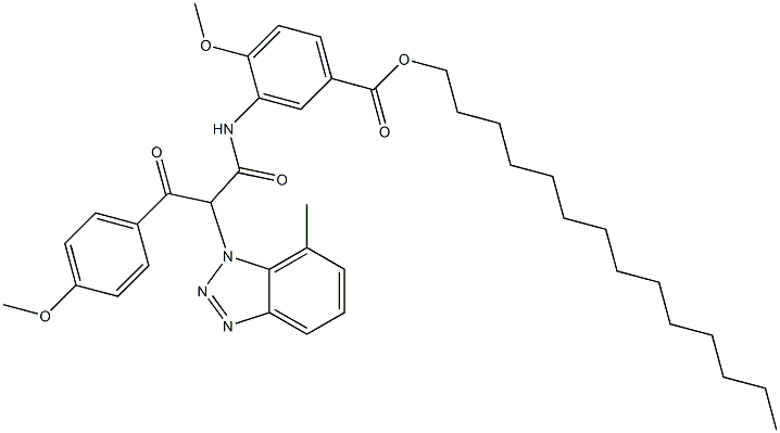 2-(4-Methoxybenzoyl)-2-(7-methyl-1H-benzotriazol-1-yl)-2'-methoxy-5'-(tetradecyloxycarbonyl)acetanilide Struktur