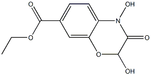 3,4-Dihydro-2,4-dihydroxy-3-oxo-2H-1,4-benzoxazine-7-carboxylic acid ethyl ester Struktur