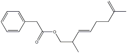 Phenylacetic acid 2,7-dimethyl-3,7-octadienyl ester Struktur