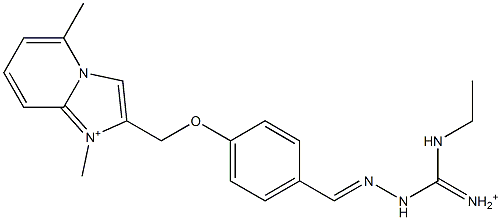 1,5-Dimethyl-2-[4-[2-[iminio(ethylamino)methyl]hydrazonomethyl]phenoxymethyl]imidazo[1,2-a]pyridin-1-ium Struktur