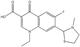 1,4-Dihydro-1-ethyl-4-oxo-6-fluoro-7-(3-methylthiazolidin-2-yl)quinoline-3-carboxylic acid Struktur