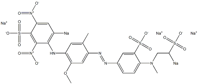 2'-Methyl-4-[N-methyl-N-(2-sodiosulfoethyl)amino]-5'-methoxy-4'-[(2,4-dinitro-6-sodiosulfophenyl)amino]azobenzene-3-sulfonic acid sodium salt Struktur