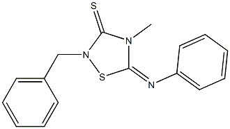 4-Methyl-5-phenylimino-2-benzyl-1,2,4-thiadiazolidine-3-thione Struktur