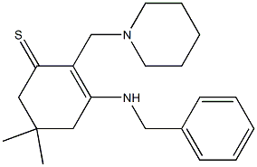 2-[(Piperidin-1-yl)methyl]-3-benzylamino-5,5-dimethyl-2-cyclohexene-1-thione Struktur