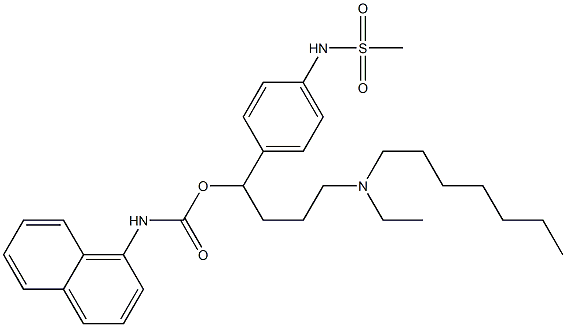 N-(1-Naphtyl)carbamic acid 1-[4-[(methylsulfonyl)amino]phenyl]-4-(ethylheptylamino)butyl ester Struktur