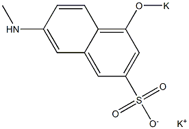 4-Potassiooxy-7-methylamino-2-naphthalenesulfonic acid potassium salt Struktur