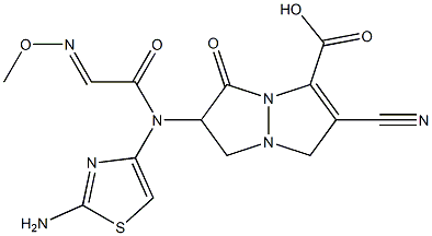 6-[(2-Amino-4-thiazolyl)(methoxyimino)acetylamino]-2-cyano-6,7-dihydro-5-oxo-1H,5H-pyrazolo[1,2-a]pyrazole-3-carboxylic acid Struktur