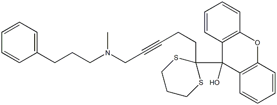 9-[2-[5-[N-Methyl-N-(3-phenylpropyl)amino]-3-pentynyl]-1,3-dithian-2-yl]-9H-xanthen-9-ol Struktur