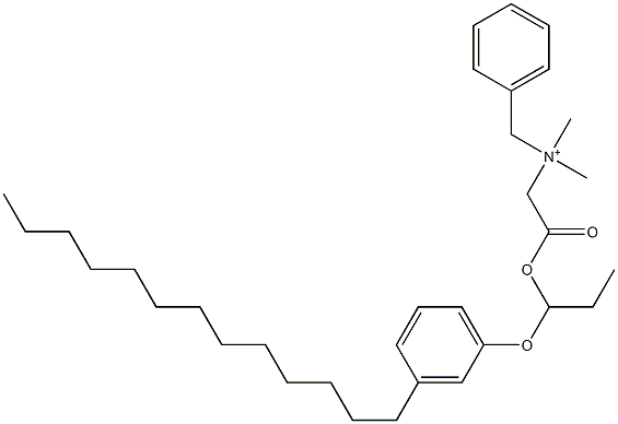 N,N-Dimethyl-N-benzyl-N-[[[1-(3-tridecylphenyloxy)propyl]oxycarbonyl]methyl]aminium Struktur