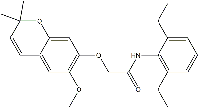 2-[[2,2-Dimethyl-6-methoxy-2H-1-benzopyran-7-yl]oxy]-2',6'-diethylacetanilide Struktur