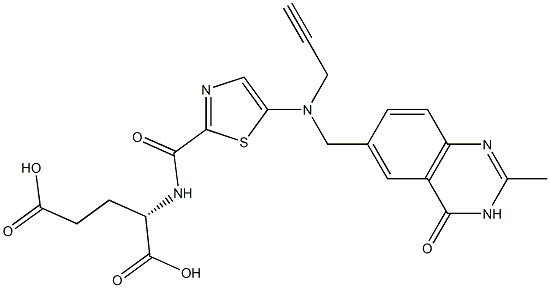 N-[5-[Propargyl[2-methyl-4(3H)-oxoquinazoline-6-ylmethyl]amino]-2-thiazolylcarbonyl]glutamic acid Struktur