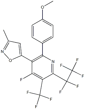 2-(Pentafluoroethyl)-3-(trifluoromethyl)-4-fluoro-5-(3-methylisoxazol-5-yl)-6-(4-methoxyphenyl)pyridine Struktur