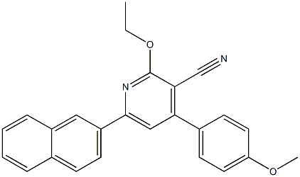 4-(4-Methoxyphenyl)-6-(2-naphtyl)-2-ethoxypyridine-3-carbonitrile Struktur