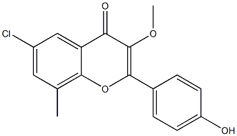 2-(4-Hydroxyphenyl)-6-chloro-8-methyl-3-methoxy-4H-1-benzopyran-4-one Struktur